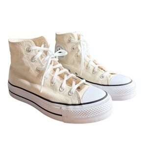 CONVERSE Chuck Taylor All Star Platform High Top Canvas Cream Womens Size 6